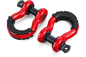 ORCISH 2PK D Ring Shackle, 42,000lb Break Strength, D Ring Shackles 3/4 inch with Black Isolator Washer and 7/8" Screw Pin, Tow Shackles, Soft Shackle Kit for Off-Road Jeep Truck Vehicle Recovery