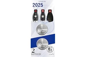 PINOCHI (2 Pack) CR2025 Key Fob Battery Replacement for Mercedes-Benz C-Class E-Class ML S-Class GLC GL CLA CLK GLE GLA SLK SL CLS GLS Viano Metris Remote Key (Fits 2, 3 or 4 Button)