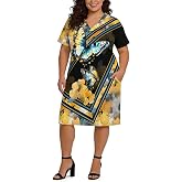Amsnkee Women's Summer Dress 2026, V Neck Loose with Pockets Plus Size