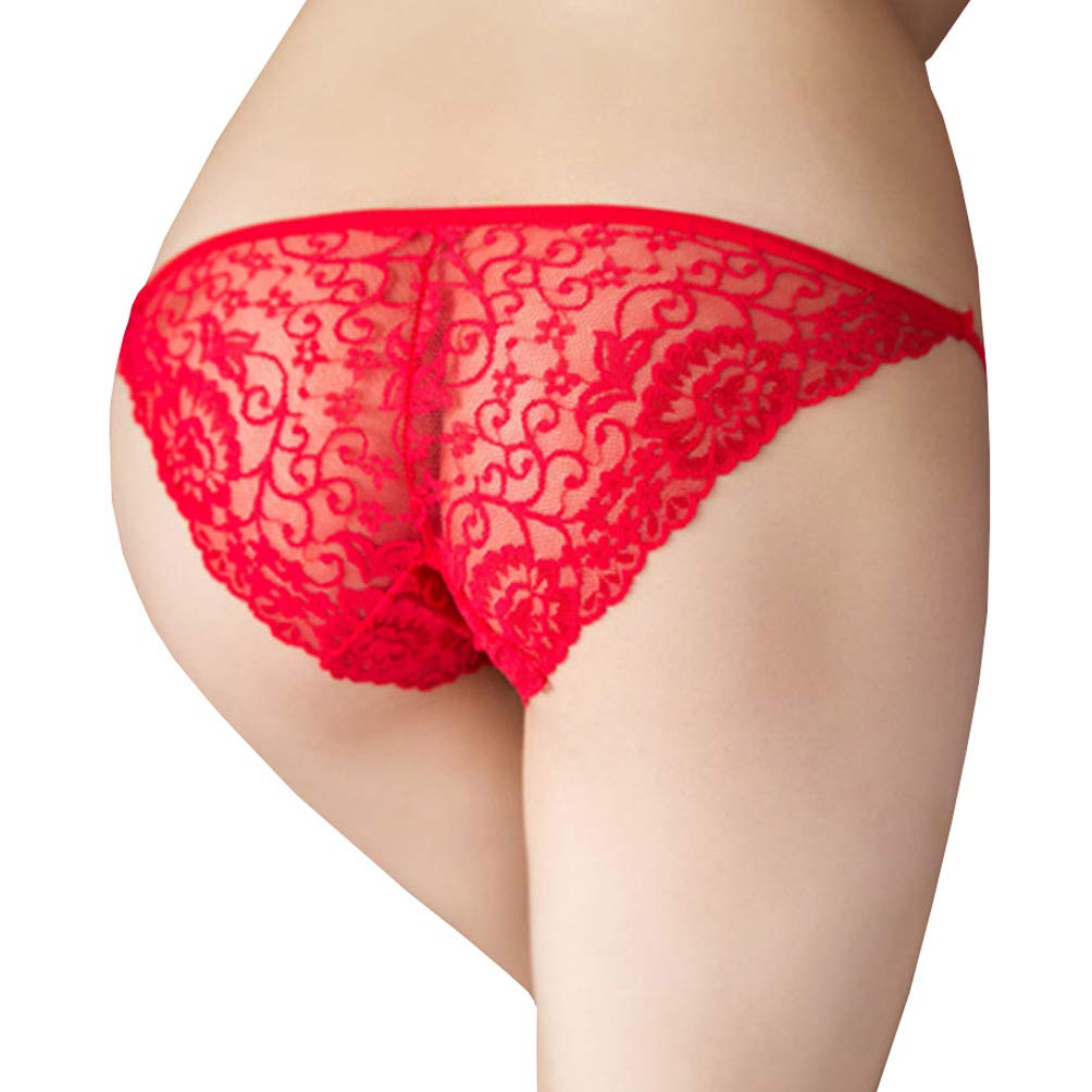 KHUFUZI Women\'s Sexy Translucent Lace Thong Low Rise G-String Underwear Briefs