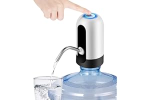 JOYHILL 5 Gallon Water Bottle Dispenser, USB Charging Water Bottle Pump, Portable Water Dispenser Pump for Camping (White)