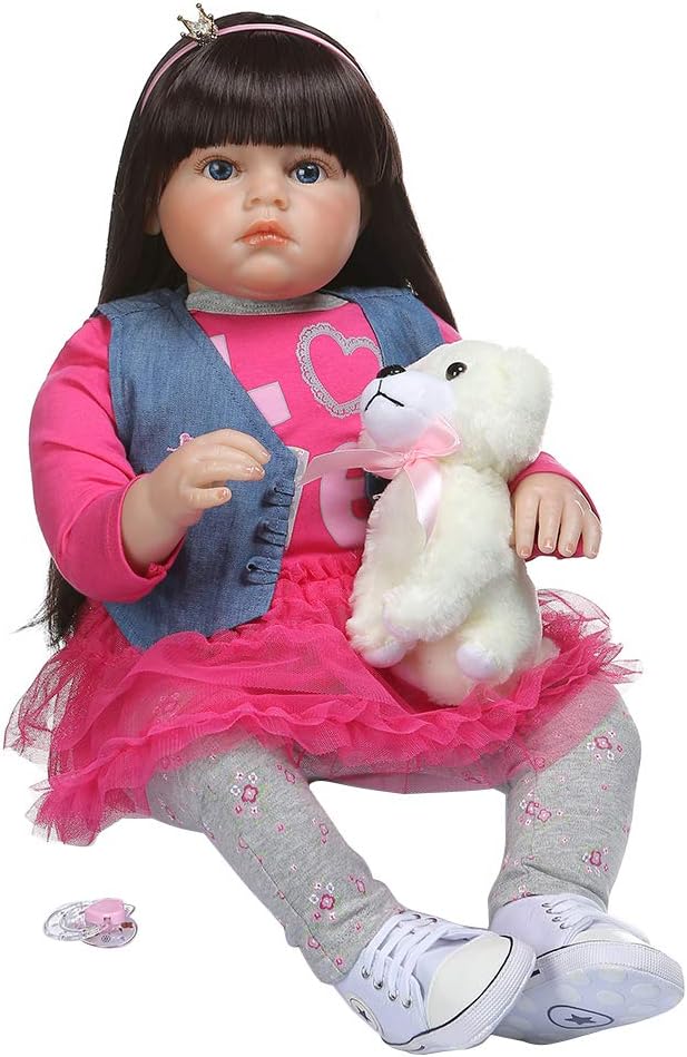 28in Realistic Reborn Doll Soft Silicone Vinyl Newborn Babies Girl Princess Dog Lifelike Handmade Toy Children Birthday Gifts