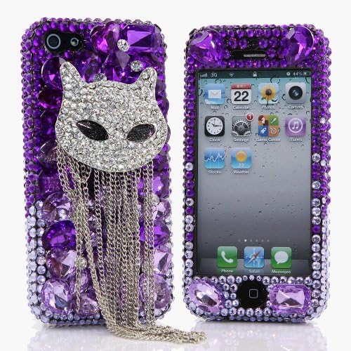 BlingAngels® 3D Luxury Bling iphone 5 5s Case Cover Faceplate Swarovski Crystals Diamond Sparkle bedazzled jeweled Design Front & Back Snap-on Hard Case + FREE Premium Quality Stylus and Water-Resistant Bag (100% Handcrafted by BlingAngels) (Diamond Cat Design)