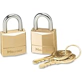 Master Lock Padlock, Solid Brass Lock, 3/4 in. Wide, 120T (Pack of 2-Keyed Alike)