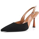 Comixfey Women's Pointed Toe Slingback Pumps Stiletto Heels with Adjustable Buckle