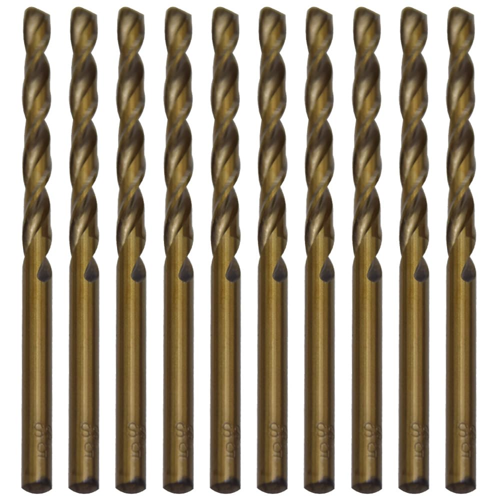 CEEYSEE 10Pcs Drill Bits 4.5mm HSS Drill Bit Straight Shank Twist Drill Bits Titanium Jobber Drill Bit Sets for Stainless Steel,Aluminum, Plastic and Wood (4.5mm/MHZT)