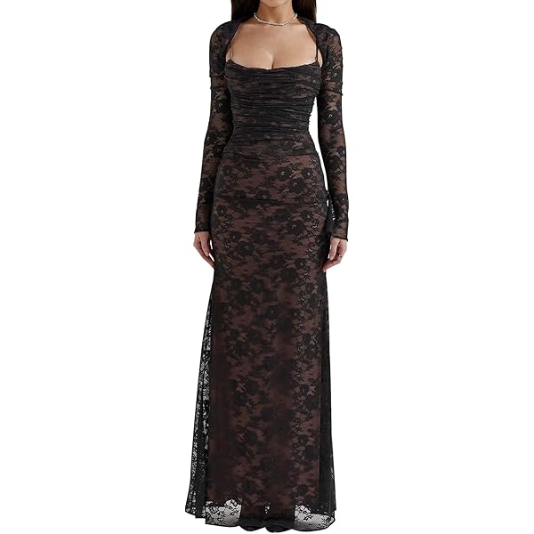 Amazon.com: Generic Shawl Drawstring Lace Maxi Dress, 2 Piece Corset  Capelet Floral Soft Mesh Sexy Evening Dress (Black,XS), X-Small : Clothing,  Shoes & Jewelry