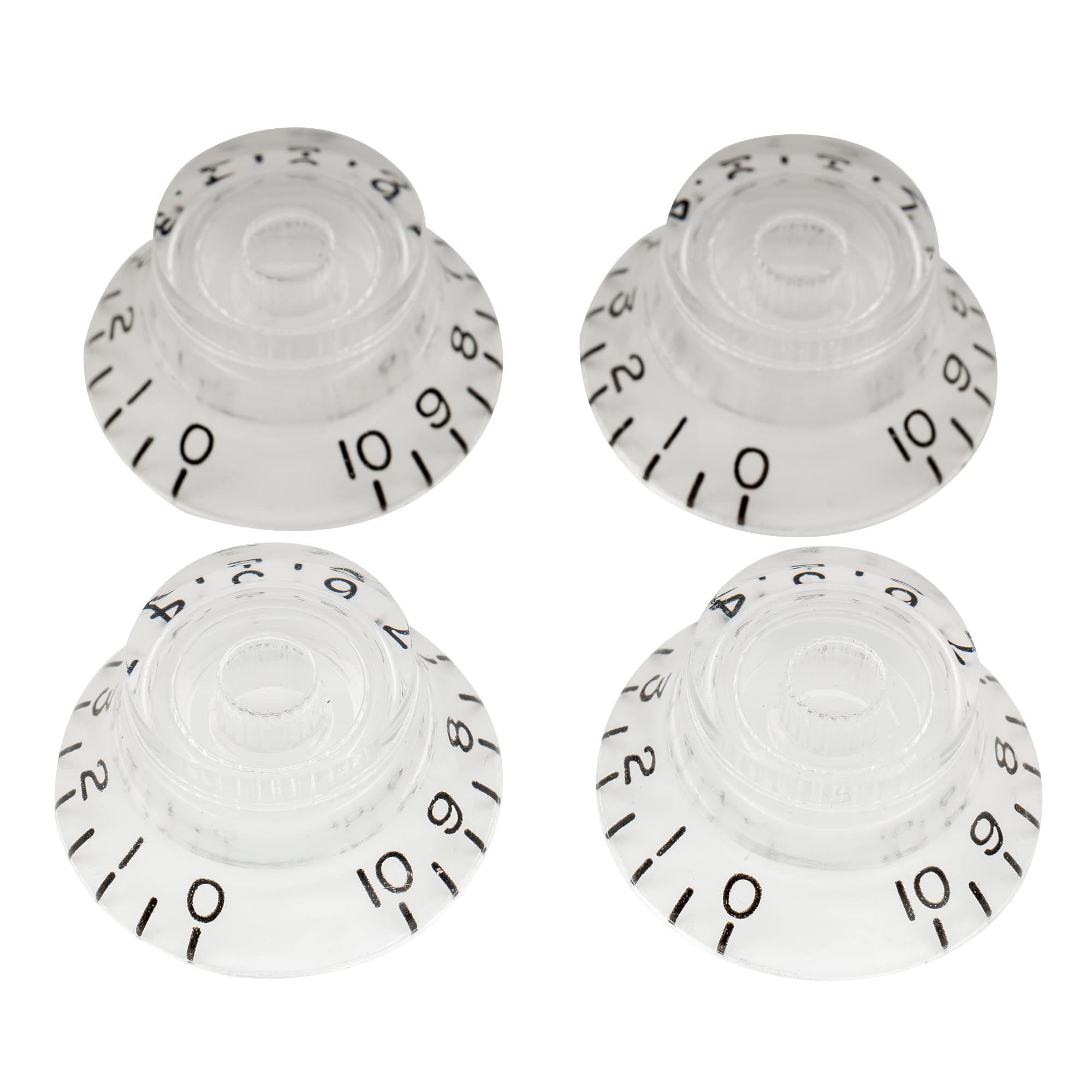 Musiclily Pro Left Handed Imperial Inch Size Guitar Bell Top Hat Knobs for USA Made Les Paul Style,Transparent(Set of 4)