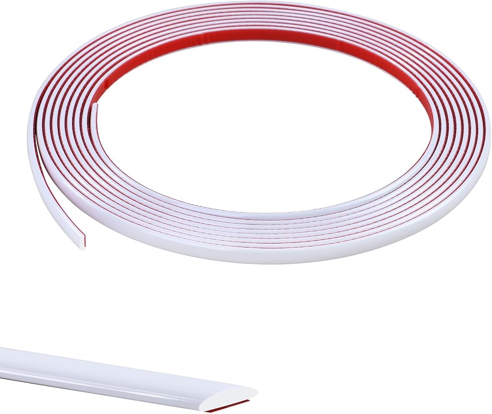 Zayejod 5M White Flexible Moulding Trim Self-Adhesive 8mm PVC