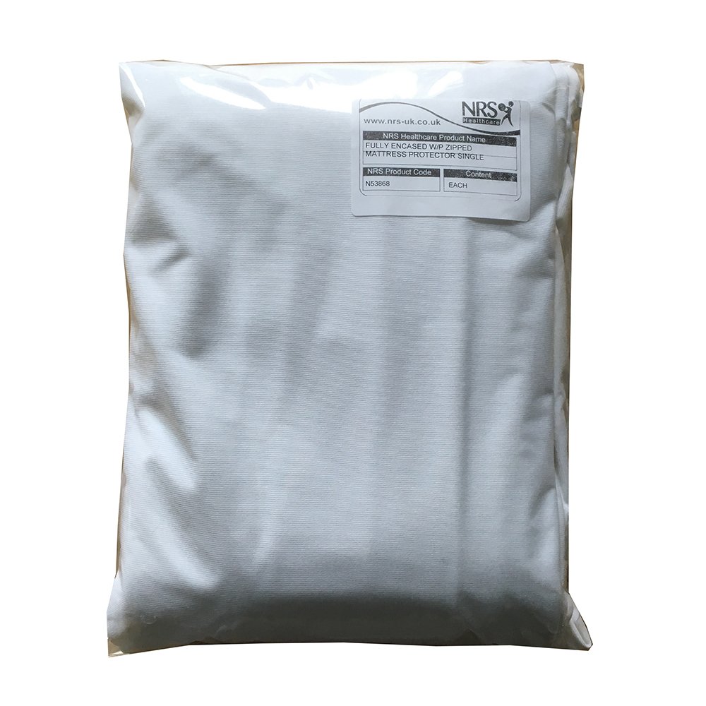 NRS Healthcare Waterproof Encased and Zipped Mattress Protector Cover for Incontinence Care - Single (Eligible for VAT relief in the UK)
