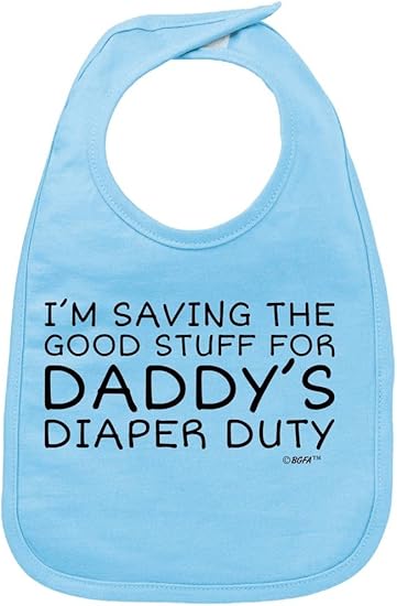 Amazon Com Funny Baby Gifts Saving Good Stuff Daddy S Diaper Duty Baby Bib Light Blue Clothing