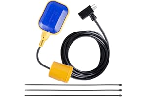 MARSTEK Universal Tethered Float Switch with 10ft Cable and Adjustable Counterweight- Ideal for Sump Pumps, Water Tanks, Sewage Pools, and More - 16 Amp Maximum Pump Run Current, IP68 Waterproof