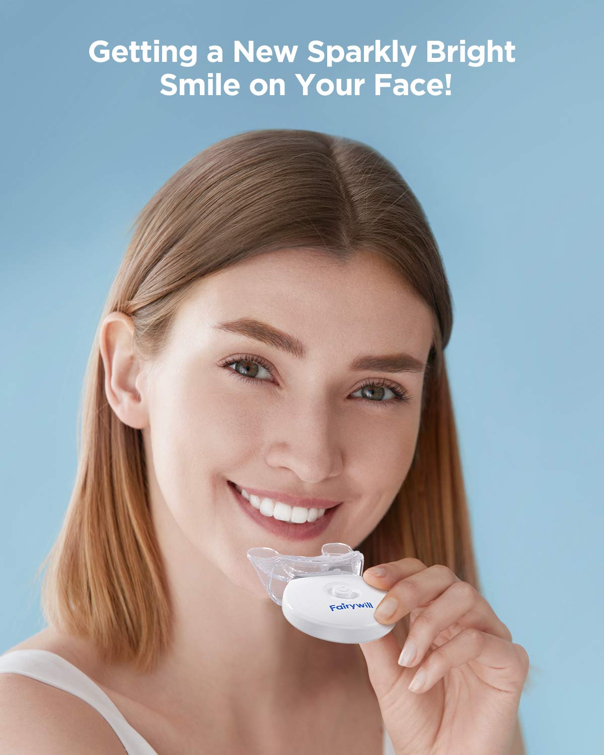 Fairywill Teeth Whitening Kit with Led Light, reduced sensitive teeth whitener kit, 3×3ml whitening Gel with 5X professional teeth whitening light Accelerated for Maximum Whitening: Beauty