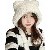 CNGYNI Women Winter Beanie Hats Knit Ear Flaps Cute Stuffed Bear Ears Fleece Lined Fluffy Ski Snow Hat
