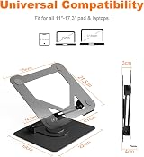 Grifema Laptop Stand Foldable 360° Swivel Base Adjustable Height Ventilated view 2