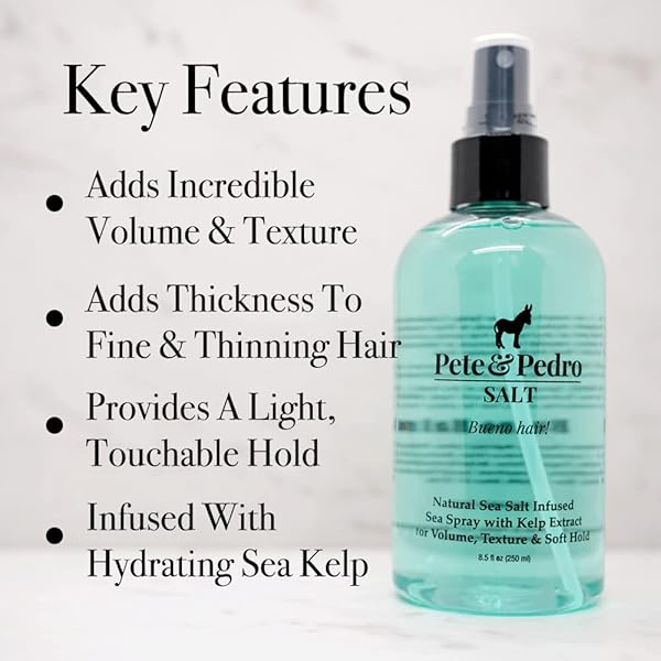 PETE & PEDRO SALT – NATURAL SEA SALT SPRAY FOR HAIR MEN & WOMEN, ADDS INSTANT VOLUME, TEXTURE, THICKNESS, & LIGHT HOLD | TEXTURIZING & THICKENING | AS SEEN ON SHARK TANK, 8.5 OZ.