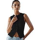 Women’s Button Down Tank Tops Ribbed Summer Vest Button Up Open Front Sleeveless Slim Fit Crop Going Out Tops