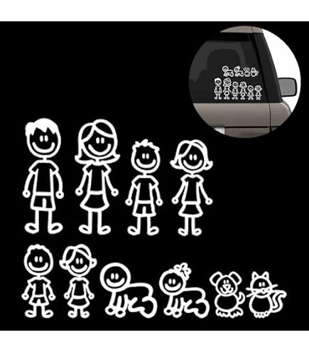 Create Your Own Stick Family Vinyl Decal - 64 Characters, 2.0-4.5 Inches Tall, White Decal For Cars, Laptops, Water Bottles