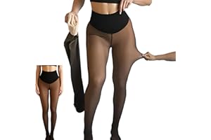 New Compression Band Model One-Seam Translucent Fleece Lined Tights, Women’s Stay Warm Thermal Look Snatched Sculpting