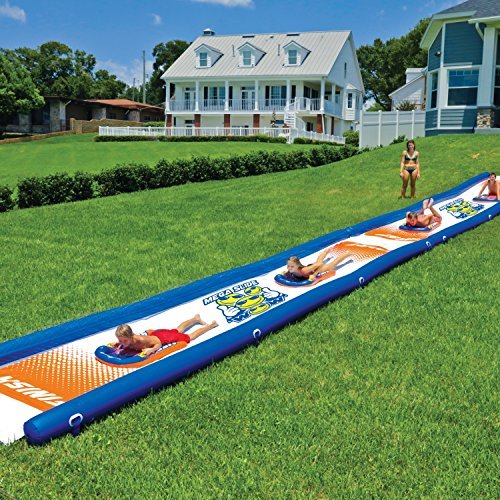 WoW Watersports 18-2200 Mega Slide, Backyard Waterslide, High Side Walls, 25 Feet x 6 Feet, Includes Hand Pump