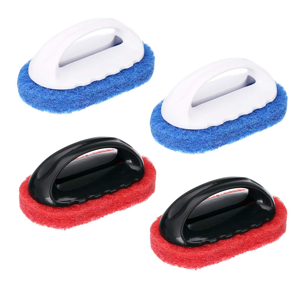 4 Pcs Cleaning Brush Bathroom Cleaning Brush with Handle Multifunctional Cleaning Sponge Brush Quick Clean Toilet Brushes for Kitchen Bathtub Bath Toilet Wall Floor Tile Cleaning Supplies