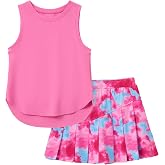 PATPAT Girls Tennis Skirt Sets Tank Top + Pleated Skort Activewear 5-12Y | Moisture Wicking, Breathable and Lightweight Athletic Summer Outfit, designed for comfort, movement and everyday wear.
