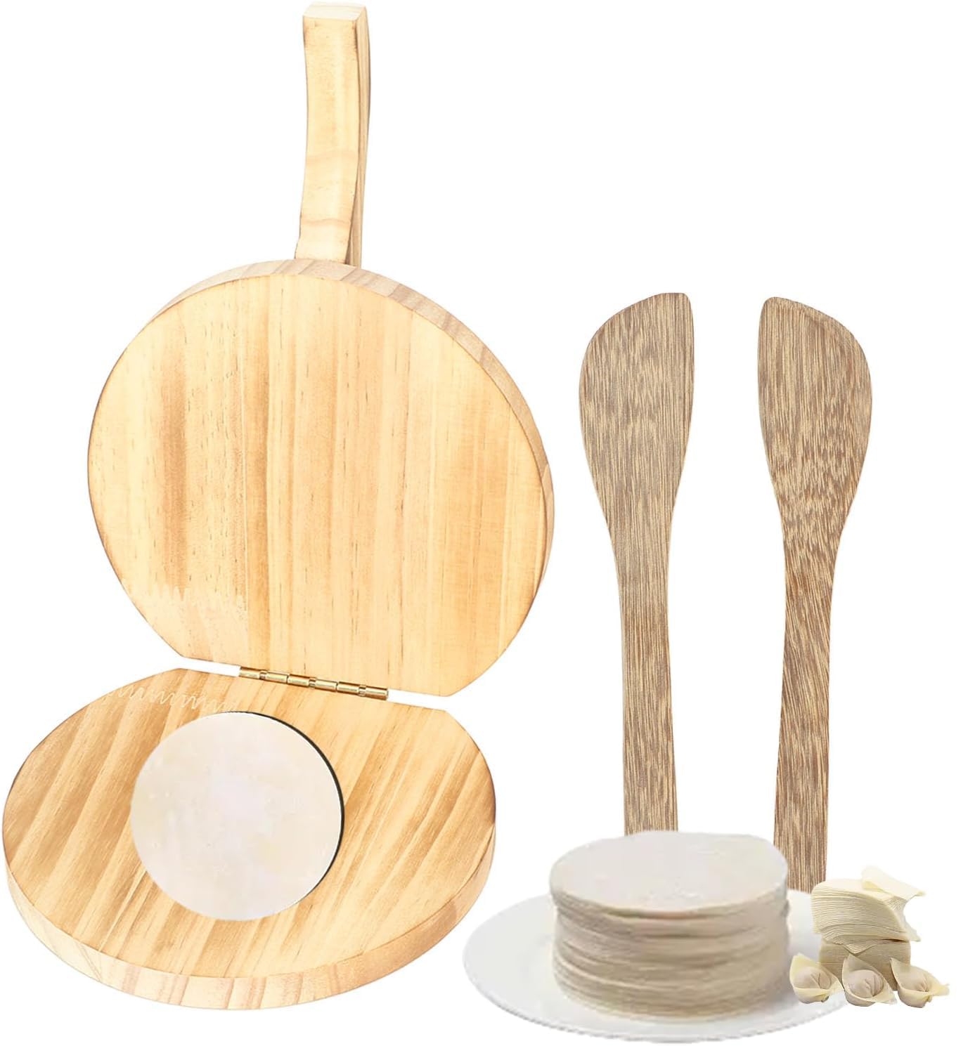 Topyond Chapati Maker Quesadilla Maker Wooden Dumpling Press Empanada Press Kitchen Tool, for Homemade Dumpling Wrappers Tortilla Press,for Making Tortillas, Wraps, and Dumplings