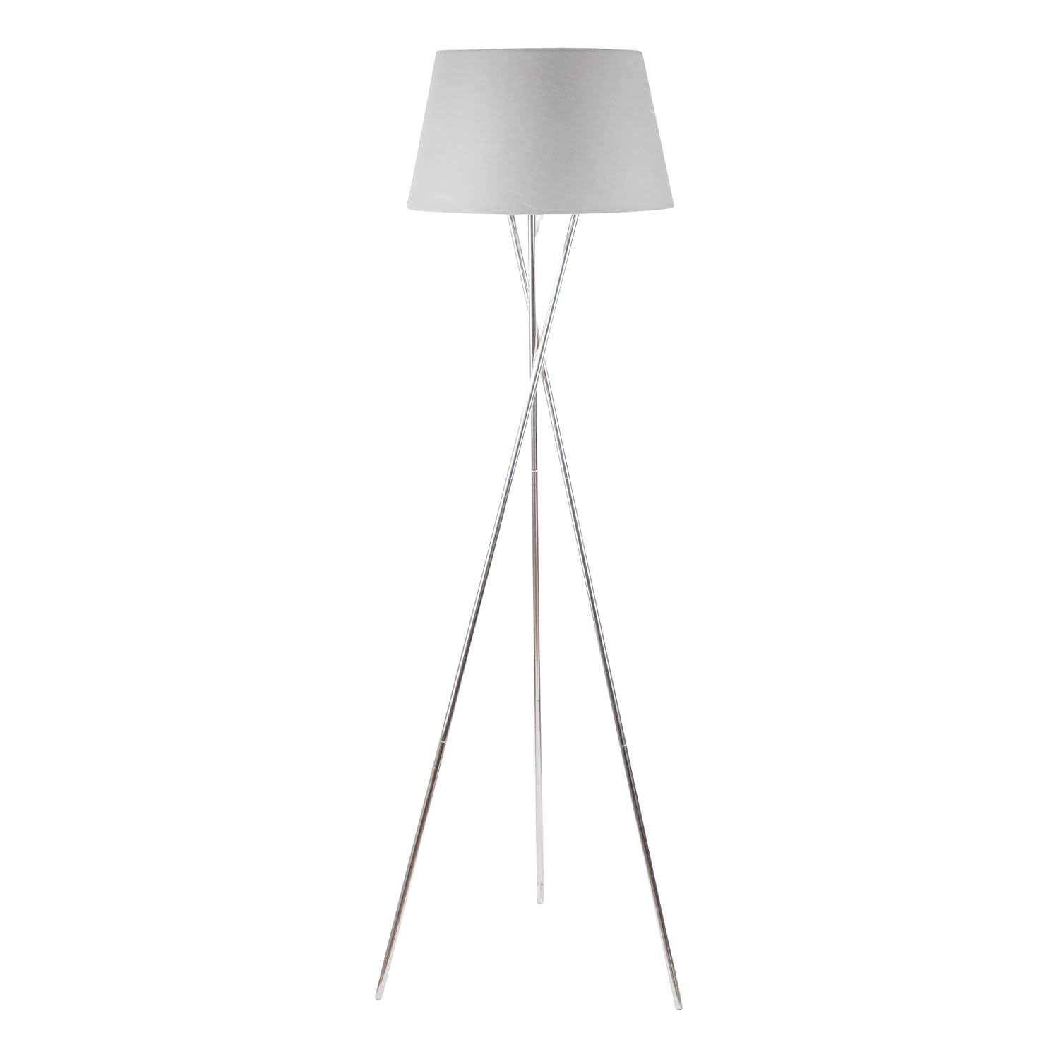 Modern Chrome Tripod Floor Lamp with Matching Grey Fabric Shade Amazon