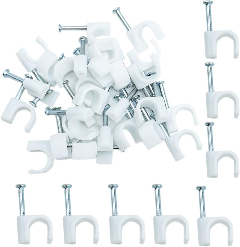 LAMXD 8mm Round Cable Clips 100pcs Steel Nail Wire Holder Management Tidy