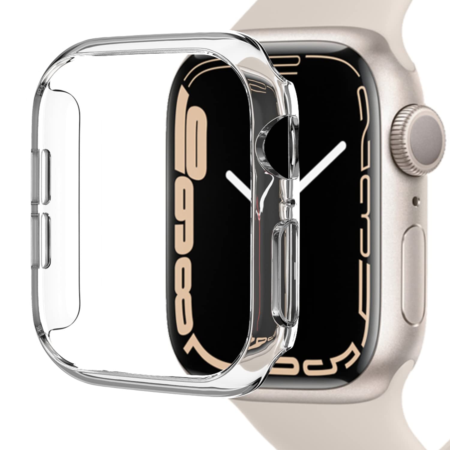 Miimall Case Compatible with Apple Watch Series 9 Series 8 Series 7 41mm/45mm, Hard PC Frame Protective Cover Ultra-Light Ultra-Thin All-Around Bumper Protective Shell for Apple Watch 41mm-Clear