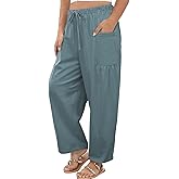 Eytino Womens Plus Size Wide Leg Pants Elastic Waist Drawstring Casual Palazzo Pants Lounge Trouser with Pockets(1X-5X)