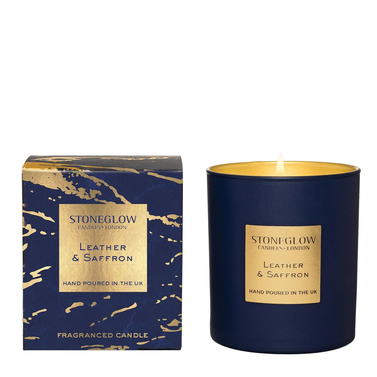 StoneGlow Seasonal Scents LUNA Leather & Saffron Tumbler Candle- Boxed