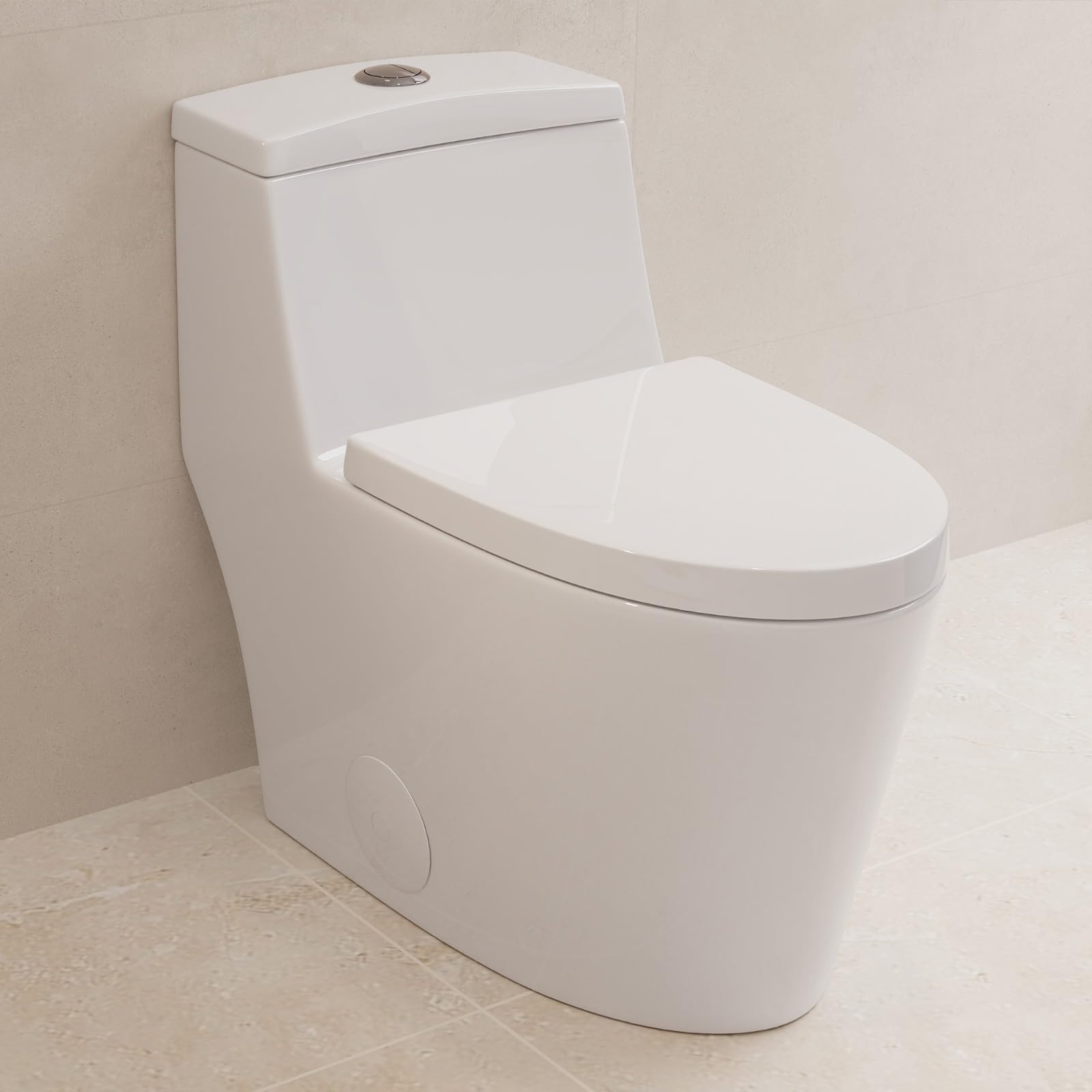 Photo 1 of Deer Valley Elongated One Piece Toilet with Soft Close Seat, Dual Flush (1.1/1.6GPF) High-Efficiency Modern Bathroom Toilet Bowl with 17" Comfortable ADA Seat Height, 12" Rough-In, White, F52636-01