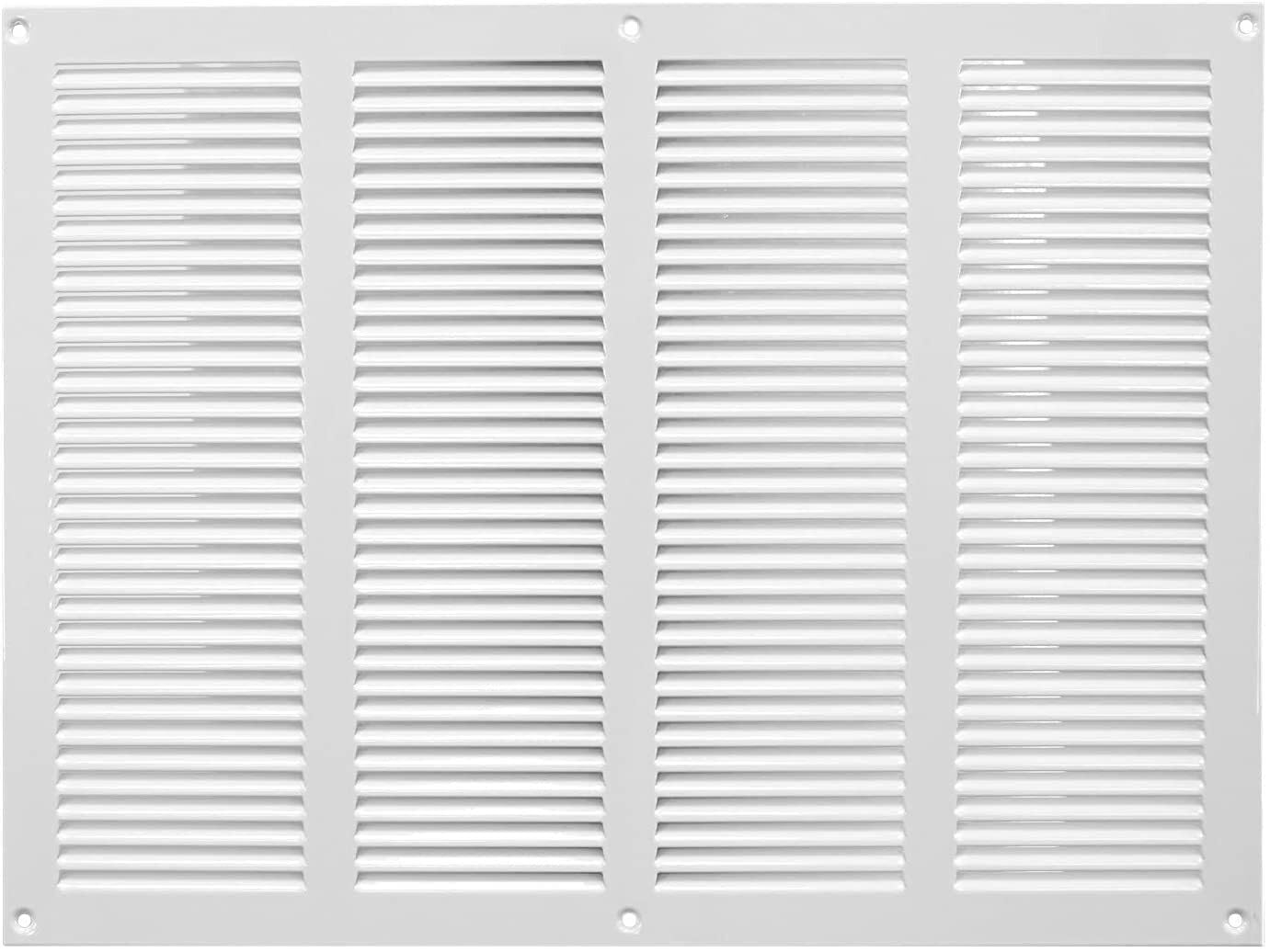 Metal Air Vent Grille Cover with Insect Mesh - Ventilation Cover (400x300mm / 15x11'', White)