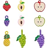 Craftdady 18pcs Fruit Theme Alloy Pendants Grape Peach Pineapple Apple Dangle Earring Charms Baking Paint Metal Fruit Bracelet Keychain Charms for DIY Craft Jewelry Making 13-26 mm