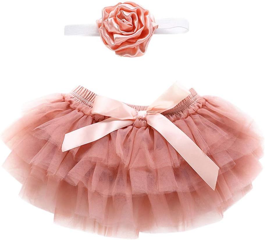 Zerototens Baby Girls Tutu Dress,0-24 Months Newborn Infant Kids Girl Bowknot Tulle Mini Skirts and Headband 2Pcs Clothes Set Children Outfits Clothes