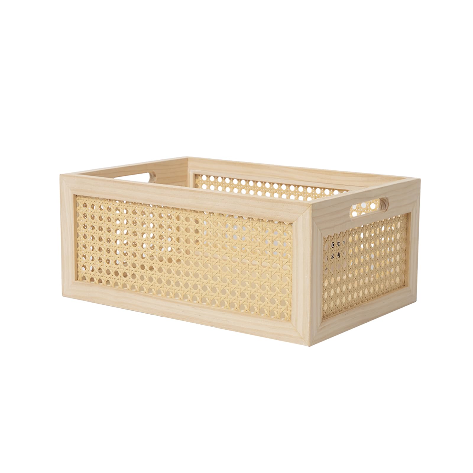 Photo 1 of YRLSOTGE Rattan Storage Basket Wooden Box Wooden Storage Bins Rustic Boho Farmhouse Home Decor Tabletop Desk Shelf Organizer (Original)