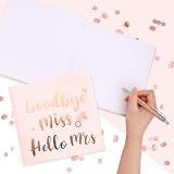 HOWAF Goodbye Miss Hello Mrs Notebook Pink Rose Gold Hen Party Guest Book view 4
