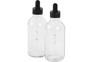 SprayDroplet 2 Pcs, 4oz Dropper Bottle, Glass Leakproof Tincture Bottles with Dropper, Clear Reusable Eye Dropper Bottle, for All Kinds of Liquids (Clear, 4oz-2pcs)