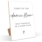 Glow Sticks Wedding Sign, Minimalist White Wood Sign, Wedding Accessories for Reception, Party Supplies And Decorations for Bridal Shower Activities, Engagement Event, Bachelorette Party,3