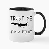 Ruqooae Trust Me, I'm a Pilot - Funny Aviation Mug 11oz, White Ceramic Pilot Gift for Graduates, Dad, Husband & Crew - Funny Gift from Copilot, Wife, or Aviation Enthusiast