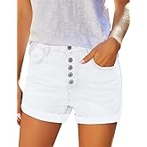 Angerella Denim Shorts for Women Mid Rise Ripped Jean Shorts Stretchy Folded Hem Hot Short Jeans