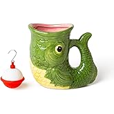 BigMouth Fish Mug with Tea Infuser Bobber, Novelty Fishing Gift for Men Dad Him Grandpa Fishermen, Durable Ceramic