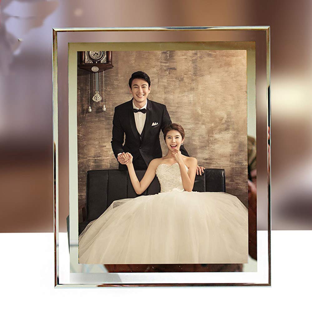 OUKEYI Picture Frames 8x10 Mirrored Edge Glass£¬8x10 Picture Frame Glass Frames 8 by 10 inch Photo Display Friend Gifts£¬Photo display for desktop only