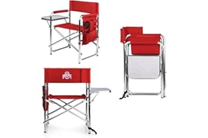 PICNIC TIME NCAA Ohio State Buckeyes Sports Chair with Side Table - Beach Chair - Camp Chair for Adults