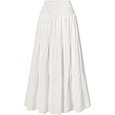 SOLY HUX Women's High Waisted Summer Boho A Line Tiered Maxi Skirt Flowy Long Ruffle Skirts