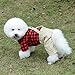 SMALLLEE_LUCKY_STORE Pet Clothes for Small Dog Cat Red Plaid Shirts Sweater with Khaki Overalls Pants Jumpsuit Outfits L