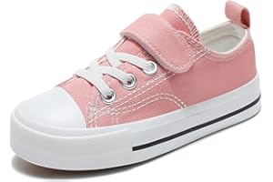 Zoroadke Toddler Boys and Girls Sneakers Low Top Adjustable Strap Canvas Shoes for Kids