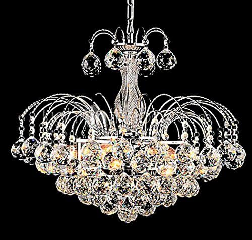 George Versailles European-Style Luxury 3 Light Pendant hanging Chandelier With Crystal Balls, Ceiling Light Fixture with Bulb Included