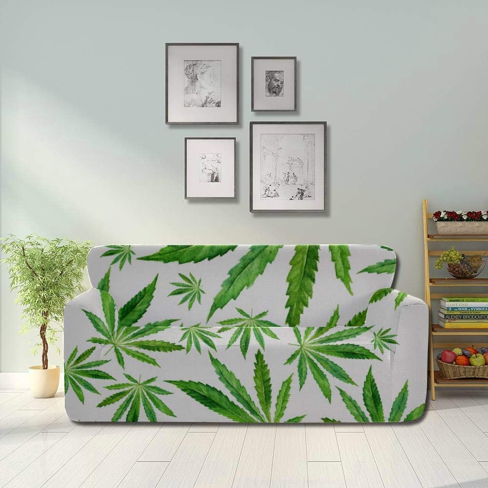 Huqalh Cannabis Marijuana Leaves Vintage Stretch Couch